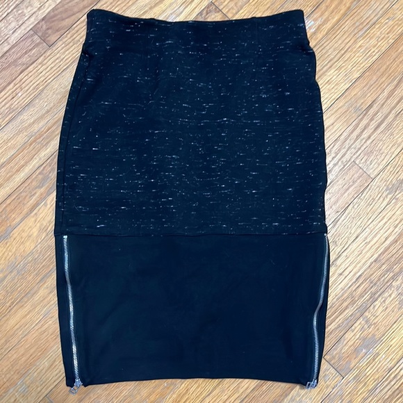 Wilfred Black Heathered Campagne Contrast Zippered Pencil Skirt - Picture 1 of 7